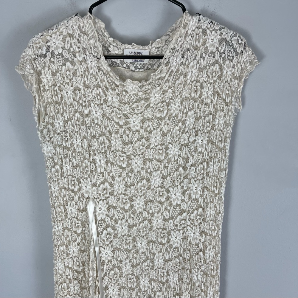 Linda Lundstrom ruffle vintage midi dress cream - Picture 3 of 7